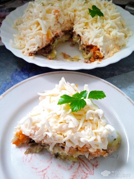 Рецепт: Салат "Ваня Кучерявый" - Со шпротами