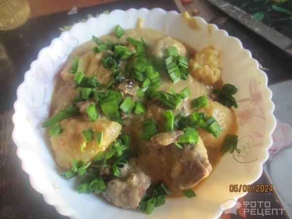 Рецепт: Сердце с картофелем в сметанном соусе - тушеное Рецепт: Сердце с картофелем в сметанном соусе - тушеное