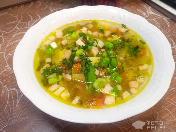 Рецепт: Щи дальневосточные - с кальмарами и копченостями Рецепт: Щи дальневосточные - с кальмарами и копченостями