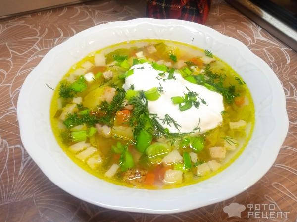 Рецепт: Щи дальневосточные - с кальмарами и копченостями Рецепт: Щи дальневосточные - с кальмарами и копченостями