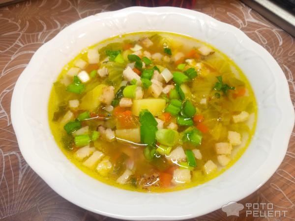 Рецепт: Щи дальневосточные - с кальмарами и копченостями Рецепт: Щи дальневосточные - с кальмарами и копченостями