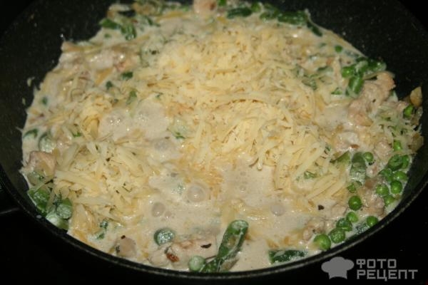 Рецепт: Спагетти в сливочном соусе с куриным филе - с овощами Рецепт: Спагетти в сливочном соусе с куриным филе - с овощами