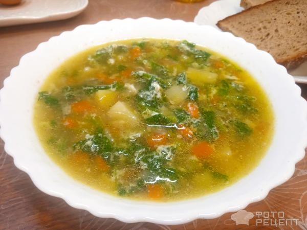 Рецепт: Суп из крапивы - с яйцом, на говяжьем бульоне