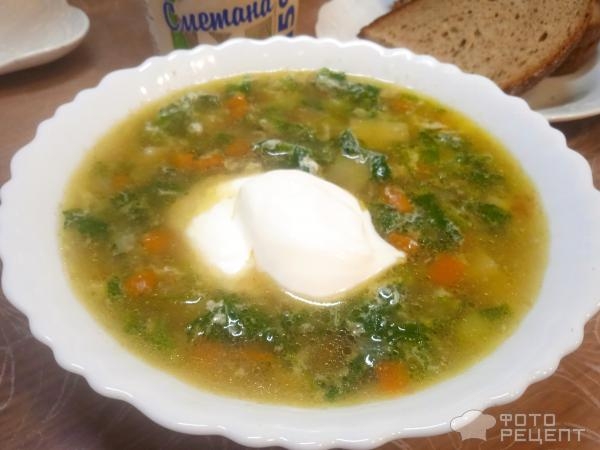 Рецепт: Суп из крапивы - с яйцом, на говяжьем бульоне