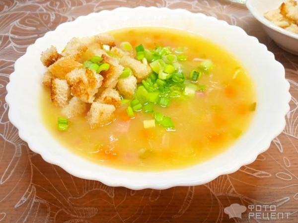 Рецепт: Суп-пюре из кабачка - с колбасой