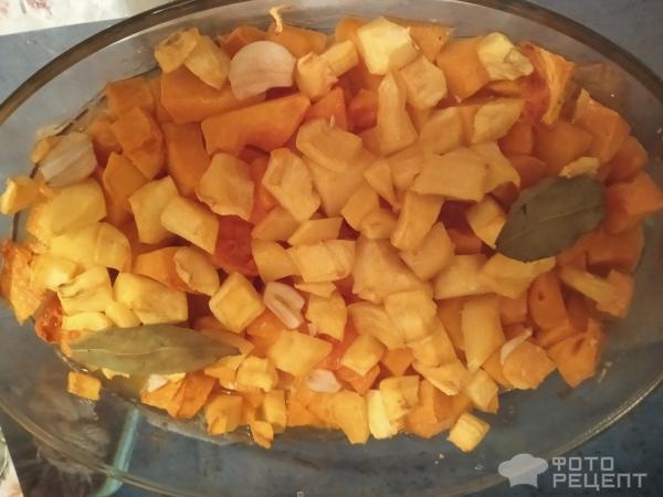 Рецепт: Суп пюре - Тыквенный суп с кабачком и беконом