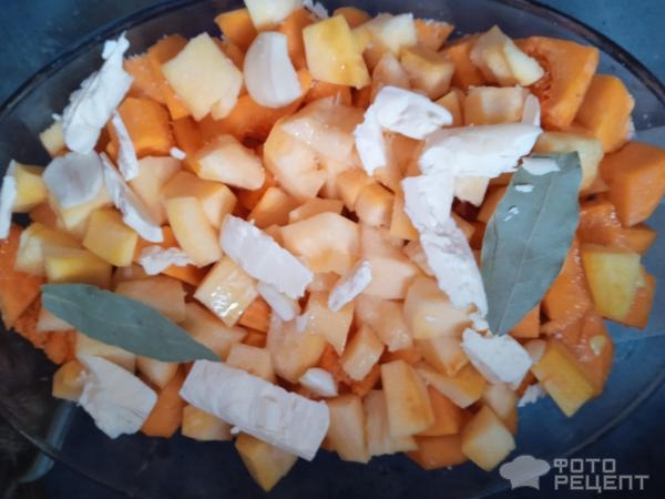 Рецепт: Суп пюре - Тыквенный суп с кабачком и беконом