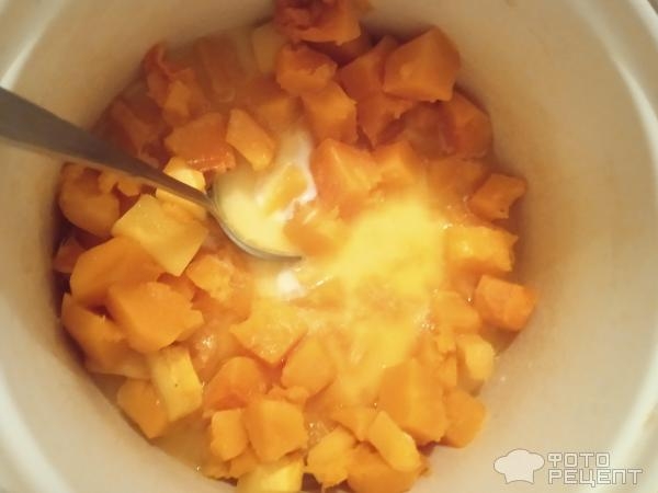 Рецепт: Суп пюре - Тыквенный суп с кабачком и беконом