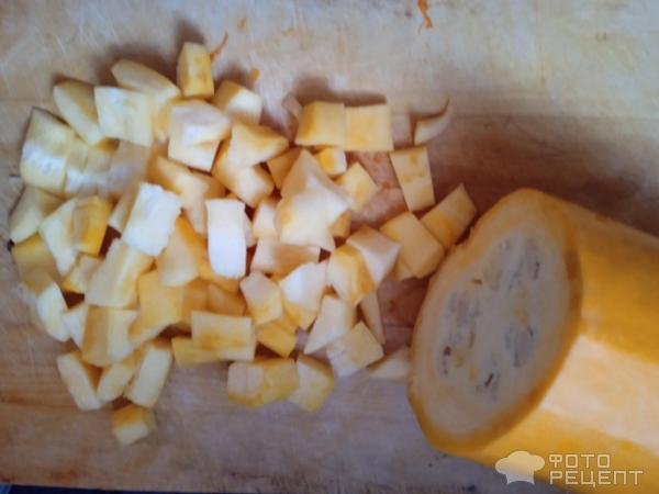 Рецепт: Суп пюре - Тыквенный суп с кабачком и беконом