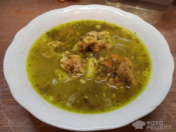 Рецепт: Суп со щавелем - и тушенкой Рецепт: Суп со щавелем - и тушенкой