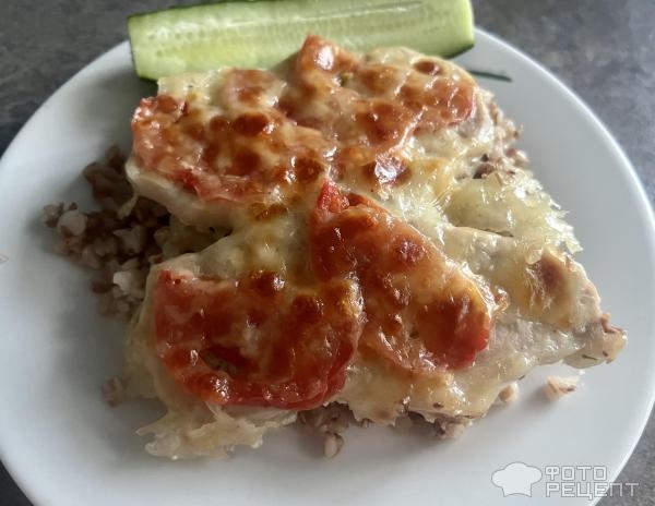 Рецепт: Свинина под шубкой - эскалоп в духовке Рецепт: Свинина под шубкой - эскалоп в духовке