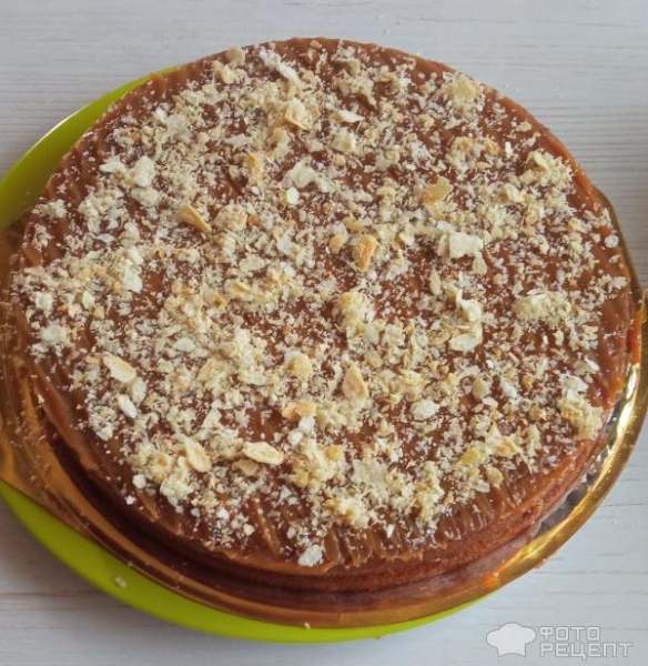 Рецепт: Торт из готовых коржей "Ванильный" - с варёной сгущёнкой Рецепт: Торт из готовых коржей "Ванильный" - с варёной сгущёнкой