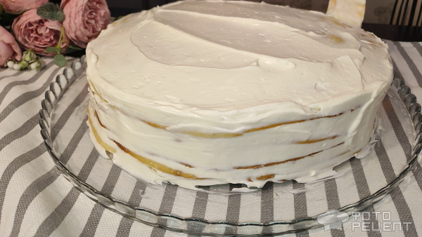 Рецепт: Торт "Молочная девочка" - с клубникой и кремом чиз Рецепт: Торт "Молочная девочка" - с клубникой и кремом чиз