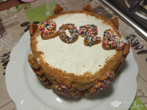 Рецепт: Торт с творожным кремом - овсяный медовик с творожным кремом