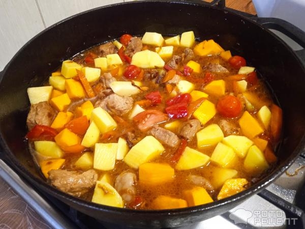 Рецепт: Тушенное мясо с овощам - тушеная свинина с сезонными овощами Рецепт: Тушенное мясо с овощам - тушеная свинина с сезонными овощами