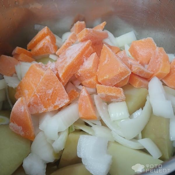 Рецепт: Тушеный картофель с овощами - С тыквой и фасолью. Постное меню.