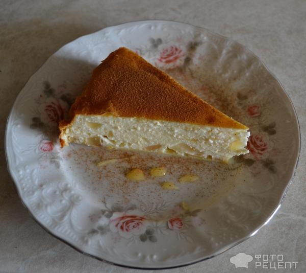 Рецепт: Творожная запеканка без муки и манки - С яблоками, корицей и медом