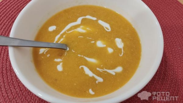 Рецепт: Тыквенный суп-крем - С курицей Рецепт: Тыквенный суп-крем - С курицей