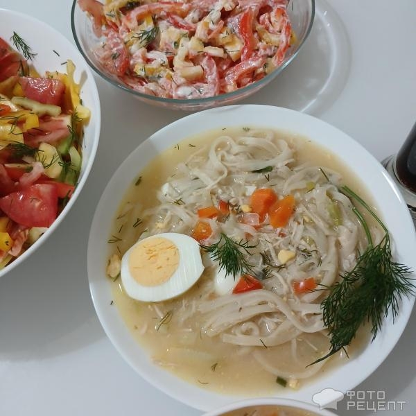 Рецепт: Удон с овощами и курицей - Суп с лапшой удон с курицей, яйцом и овощами. Ужин в азиатском стиле. Рецепт: Удон с овощами и курицей - Суп с лапшой удон с курицей, яйцом и овощами. Ужин в азиатском стиле.