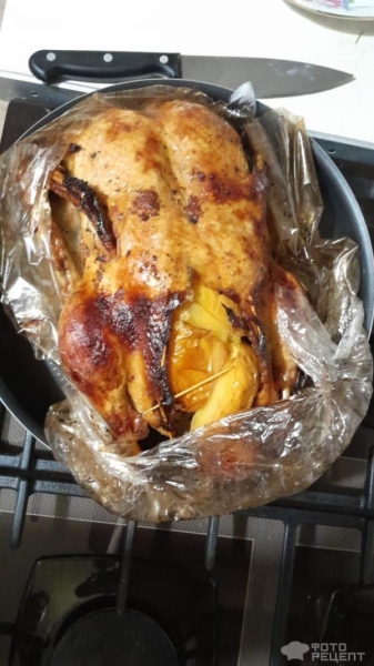 Рецепт: Утка в рукаве с яблоками - По-домашнему Рецепт: Утка в рукаве с яблоками - По-домашнему