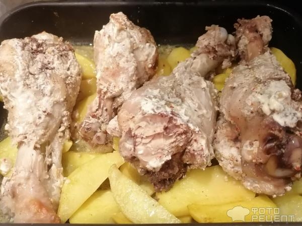 Рецепт: Запеченная индейка с картофелем - в сметанно-горчичном соусе Рецепт: Запеченная индейка с картофелем - в сметанно-горчичном соусе