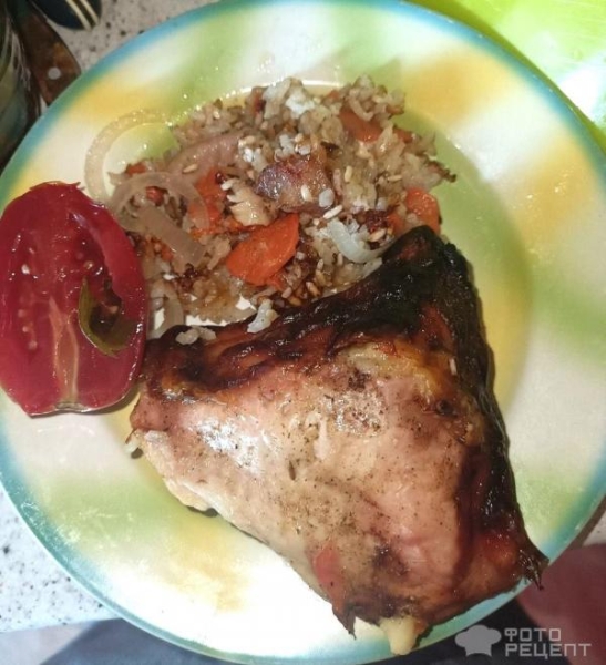 Рецепт: Запеченная курица с рисом - Быстрые и очень зажаристые бедрышки с рисом Рецепт: Запеченная курица с рисом - Быстрые и очень зажаристые бедрышки с рисом
