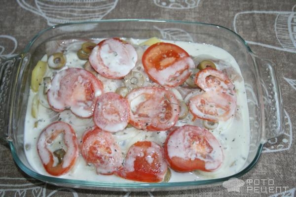 Рецепт: Запеканка из рыбы и картофеля - королевский окунь в сметанной заливке Рецепт: Запеканка из рыбы и картофеля - королевский окунь в сметанной заливке