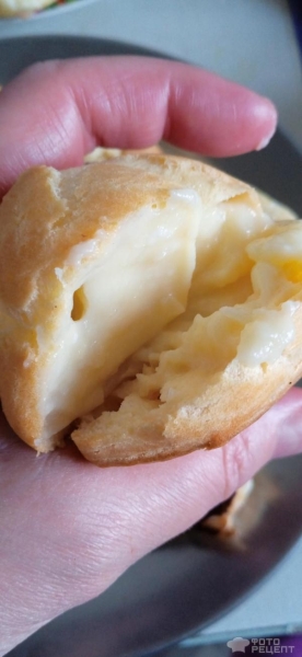 Рецепт: Заварные пирожные с шоколадной глазурью - в духовке