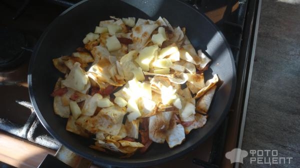 Рецепт: Завтрак из бекона с лавашом - Быстро, просто и сытно. Рецепт: Завтрак из бекона с лавашом - Быстро, просто и сытно.