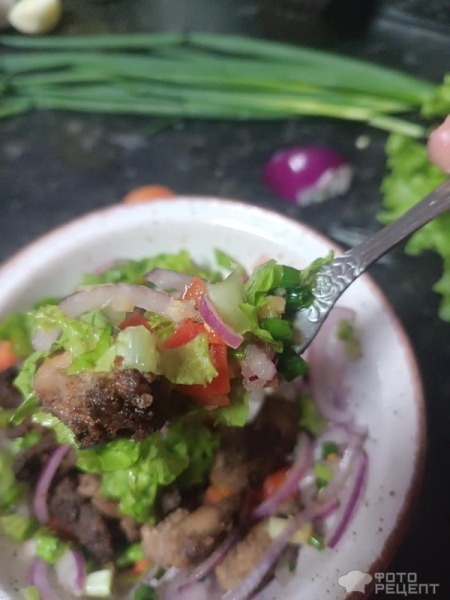 Рецепт: Жареная печень в зелени - Витаминная