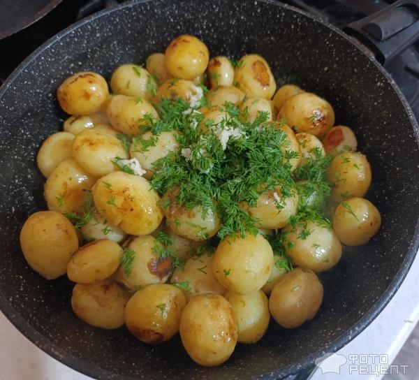 Рецепт: Жареный картофель молодой - На сковороде, с зеленью и специями! Рецепт: Жареный картофель молодой - На сковороде, с зеленью и специями!