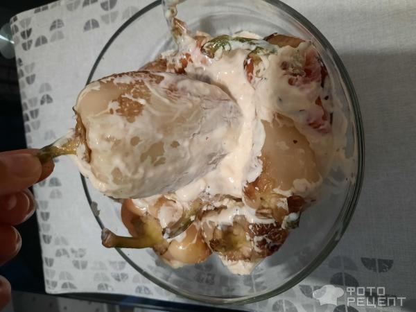 Рецепт: Жареный перец - В сметанно-майонезной заливке!