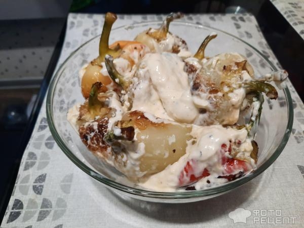 Рецепт: Жареный перец - В сметанно-майонезной заливке!