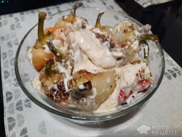 Рецепт: Жареный перец - В сметанно-майонезной заливке!