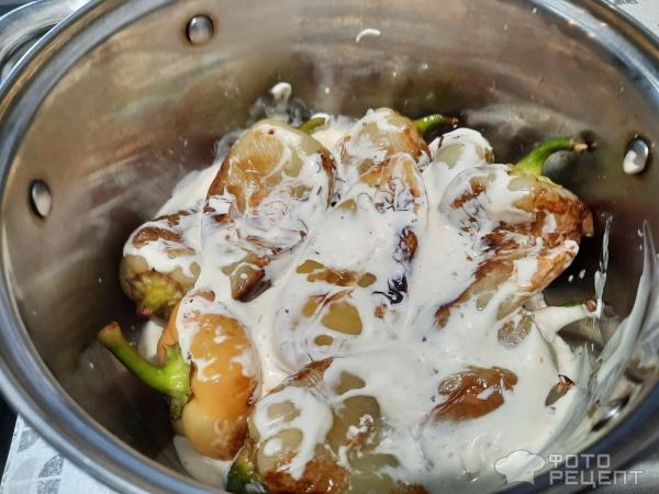 Рецепт: Жареный перец - В сметанно-майонезной заливке!