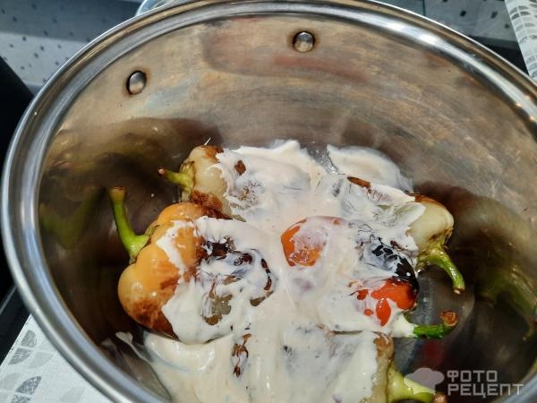 Рецепт: Жареный перец - В сметанно-майонезной заливке!