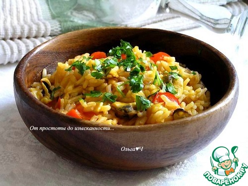 Рис мелосо с мидиями и овощами Рис мелосо с мидиями и овощами