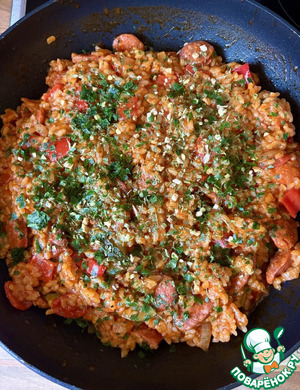 Рис с чоризо и овощами