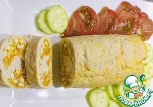 Рулет из фарша индейки с овощами и яйцами Рулет из фарша индейки с овощами и яйцами