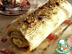 Рулет на сгущёнке с миндалём