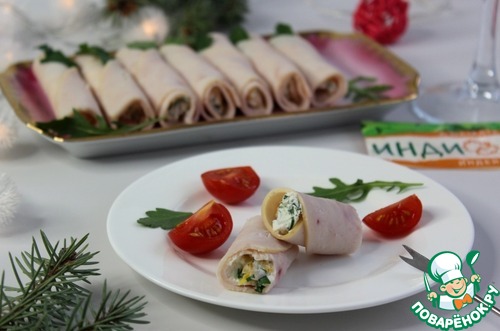 Рулетики из ветчины с сырной начинкой Рулетики из ветчины с сырной начинкой