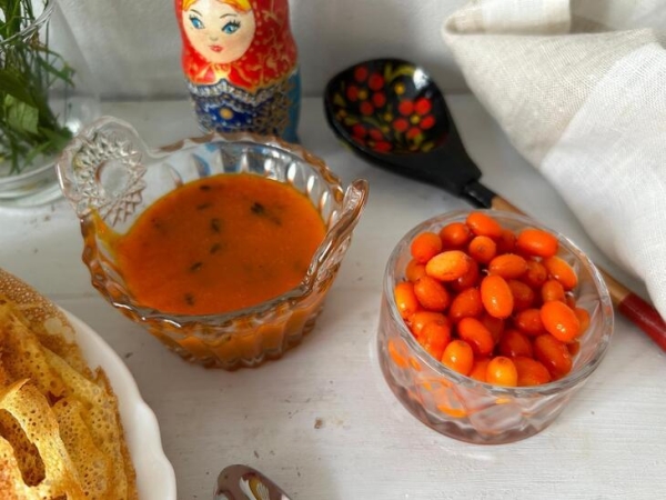 Русские блины с облепиховым соусом#пушкинкулинар Русские блины с облепиховым соусом#пушкинкулинар