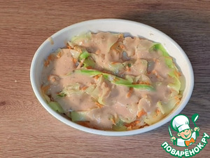 Рыбная запеканка с кабачком под соусом