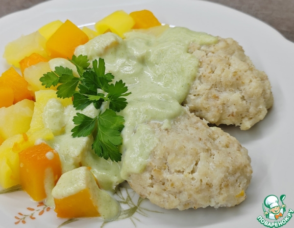 Рыбные котлеты на пару с гарниром Рыбные котлеты на пару с гарниром