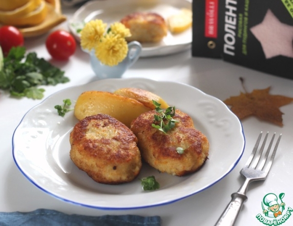 Рыбные котлеты с рисовой полентой Рыбные котлеты с рисовой полентой