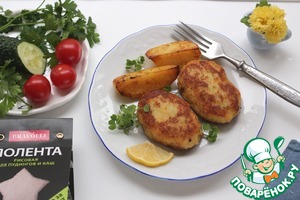 Рыбные котлеты с рисовой полентой