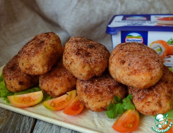 Рыбные котлеты с творожно-сливочной начинкой Рыбные котлеты с творожно-сливочной начинкой