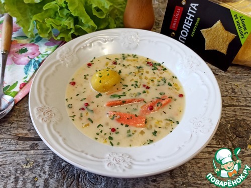 Рыбный сливочный суп с полентой Рыбный сливочный суп с полентой
