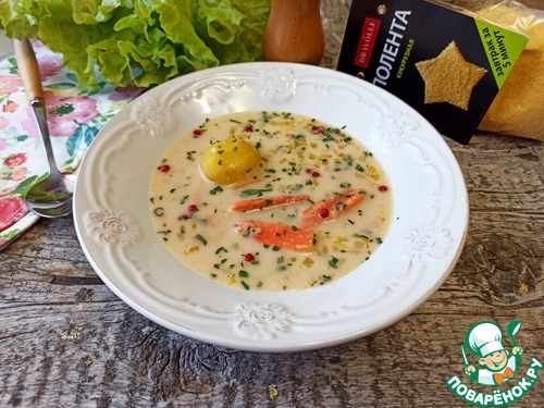 Рыбный сливочный суп с полентой Рыбный сливочный суп с полентой