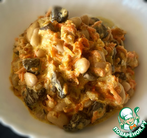 Салат. Грибы и фасоль с постным майонезом